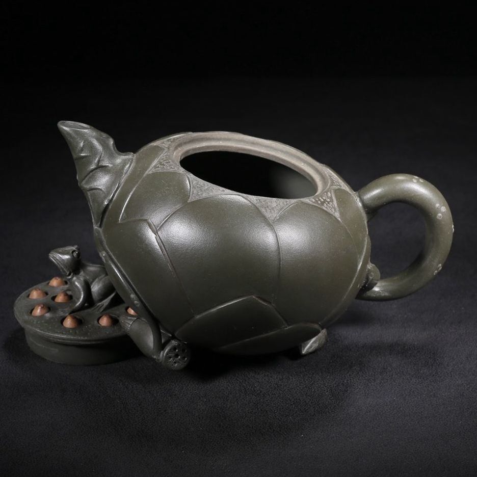 Vintage Chinese Yixing Purple Clay Teapot Zisha Ceremony Fine Frog Lotus Teaware