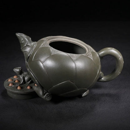 Vintage Chinese Yixing Purple Clay Teapot Zisha Ceremony Fine Frog Lotus Teaware
