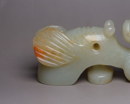 Chinese Antique Hetian Jade Hand Carved Exquisite Statue Figurine Art Work Rare