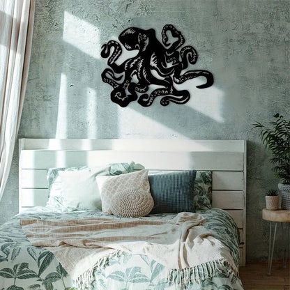 The Octopus Beach Coastal Steel Metal Wall Art,Metal Wall Art Decoration