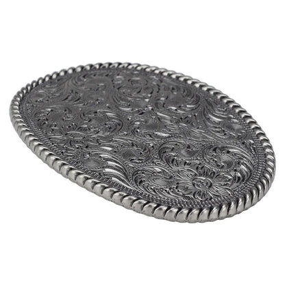 Women Belt Buckle Metal Floral Pattern Trendy Casual Fashion Accessory 8.5x6.5cm