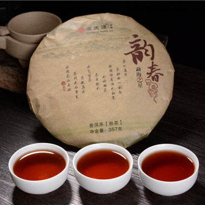 357g Chinese Dark Tea Top Yunnan Pu'er Ripe Tea Natural Big Leaf Puerh Tea Cake-