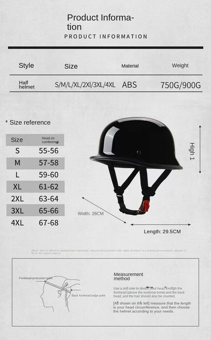 Men Women German Motorcycle Half Helmet Vintage Motorcycle Helmet with Goggles