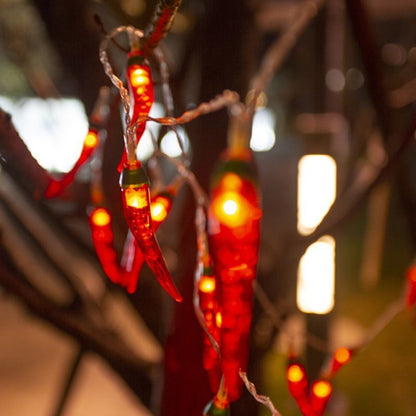String Lights Red Chili Pepper 9.8Ft 20LED Fairy Lighting USB Battery Night Lamp