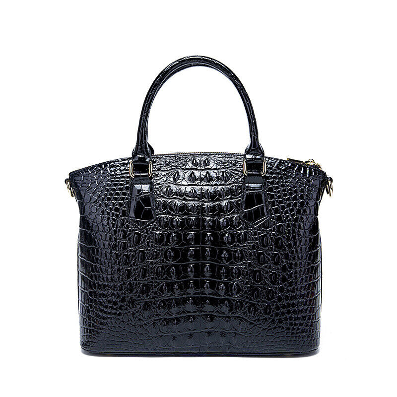 Women's Genuine Leather Crocodile Handbag, Sling Satchel Tote Shoulder Bag Party