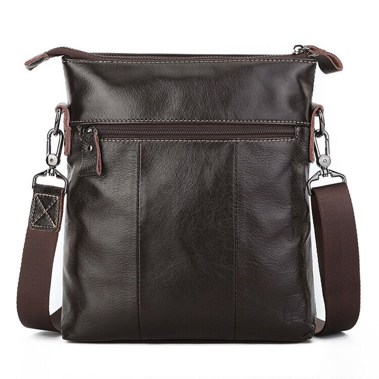 100% Genuine Leather Men's Dark browm Business 10" Sling Shoulder/Messenger Bag