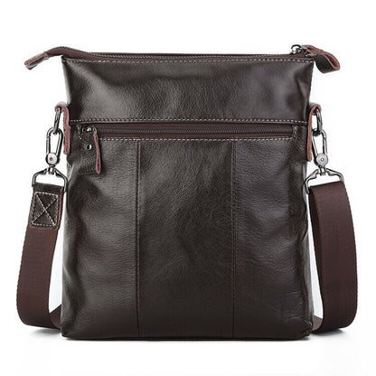 100% Genuine Leather Men's Dark browm Business 10" Sling Shoulder/Messenger Bag