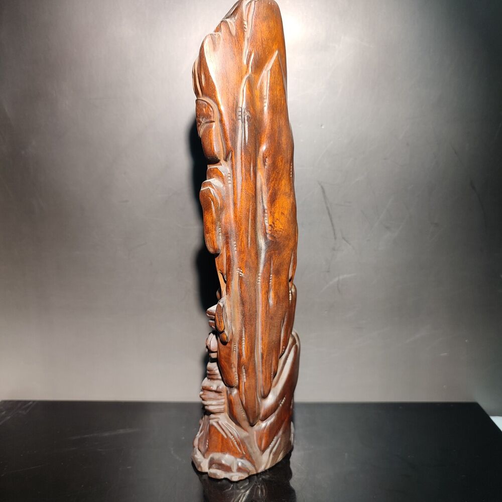 9" Boxwood wood carving buddha statue Ornament home decor figurines dharma monk