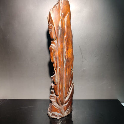9" Boxwood wood carving buddha statue Ornament home decor figurines dharma monk