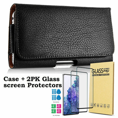 For Samsung Galaxy S20 FE 5G Phone Case, Shockproof Leather with Tempered Glass