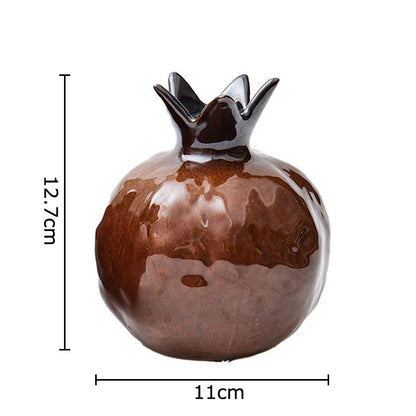 12.7cm Exquisitely Porcelain Handcarved Pomegranate Vase Tea Pet Decoration