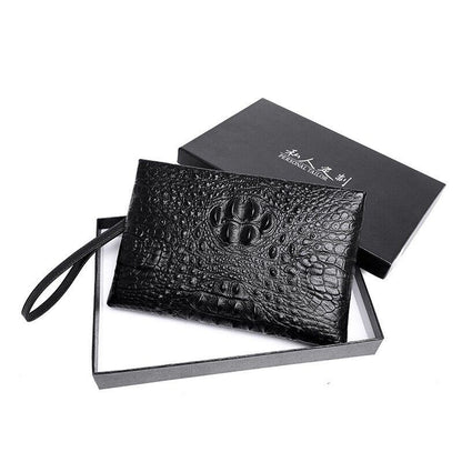 Real Leather Men's Bag, Business Envelope Bag, Crocodile Pattern Clutch Wallets