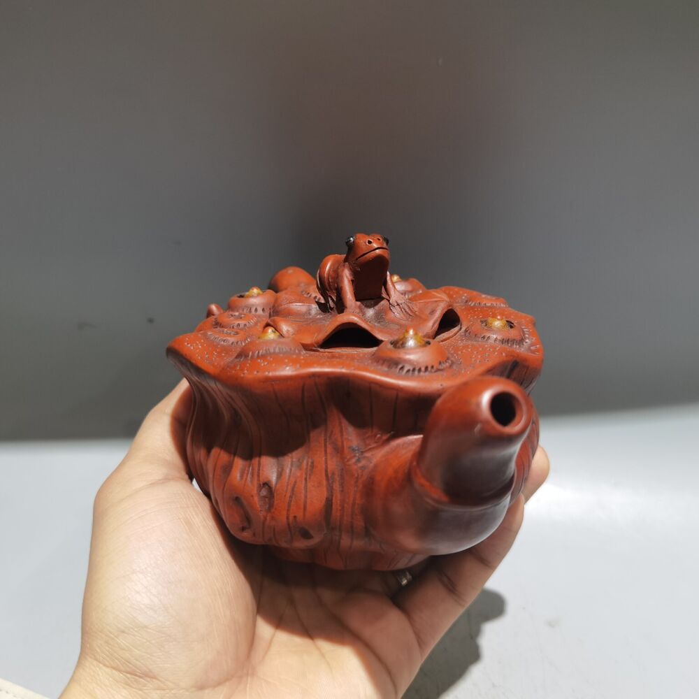 Vintage Chinese Yixing Purple Clay Teapot Zisha Ceramic Nice Frog Lotus Teaware