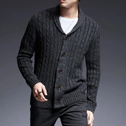 Men Knit Cardigan Sweater Coat Knitwear Thick Tops Streetwear