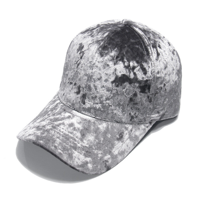 Lady Men Velvet Baseball Cap Solid Velour Sun Hat Adjustable Casual Outdoor Chic