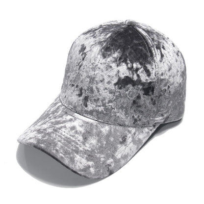 Lady Men Velvet Baseball Cap Solid Velour Sun Hat Adjustable Casual Outdoor Chic