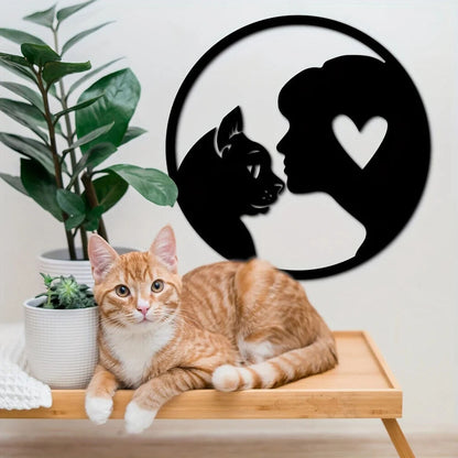 Metal Cat Lover Wall Decor, People And Cats Hanging Decor, Decorative Hangings