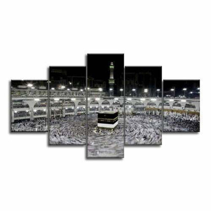 Kaaba Stone Mecca Mosque Islamic 5 Panel Canvas Print Wall Art Home Decor