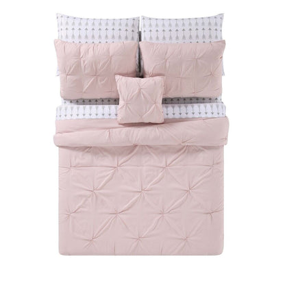 Truly Soft Everyday - Arrow Pleated Blush Queen Bed in a Bag - Queen,