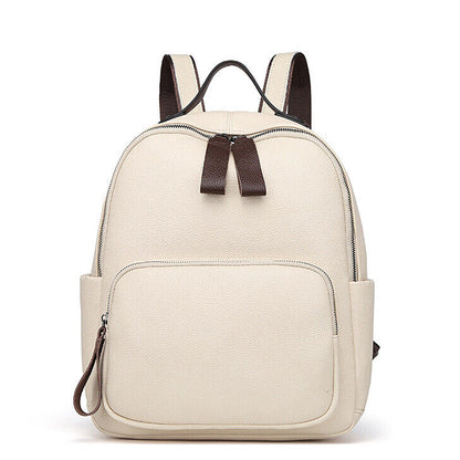 100% Genuine Leather Women's Zipper Backpack Travel Bag Vintage Rucksack Bag