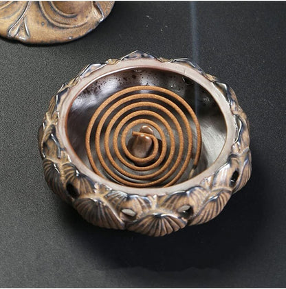 Ceramic Buddha Incense Burner with LED Light Home Office Decoration Gift Mystic