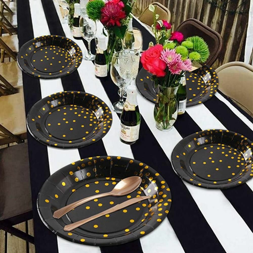 8Pcs/Set Disposable Tableware Plate/Napkin Birthday Wedding Party Decor Supplies