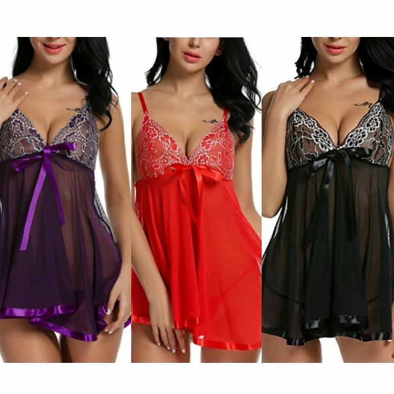 Mini Lace Sexy Hot Erotic Babydoll Dress Sexy Lingerie Women Lace Open Front