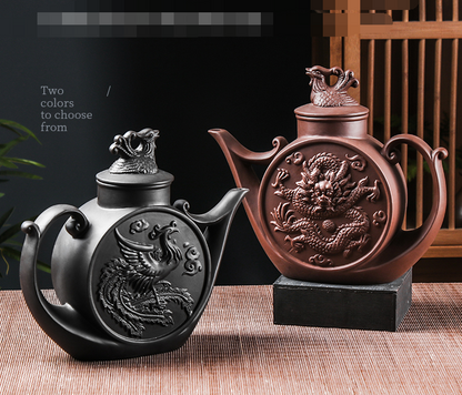 China Yixing purple clay pot, Zhuni large capacity dragon and Phoenix pot 850ml
