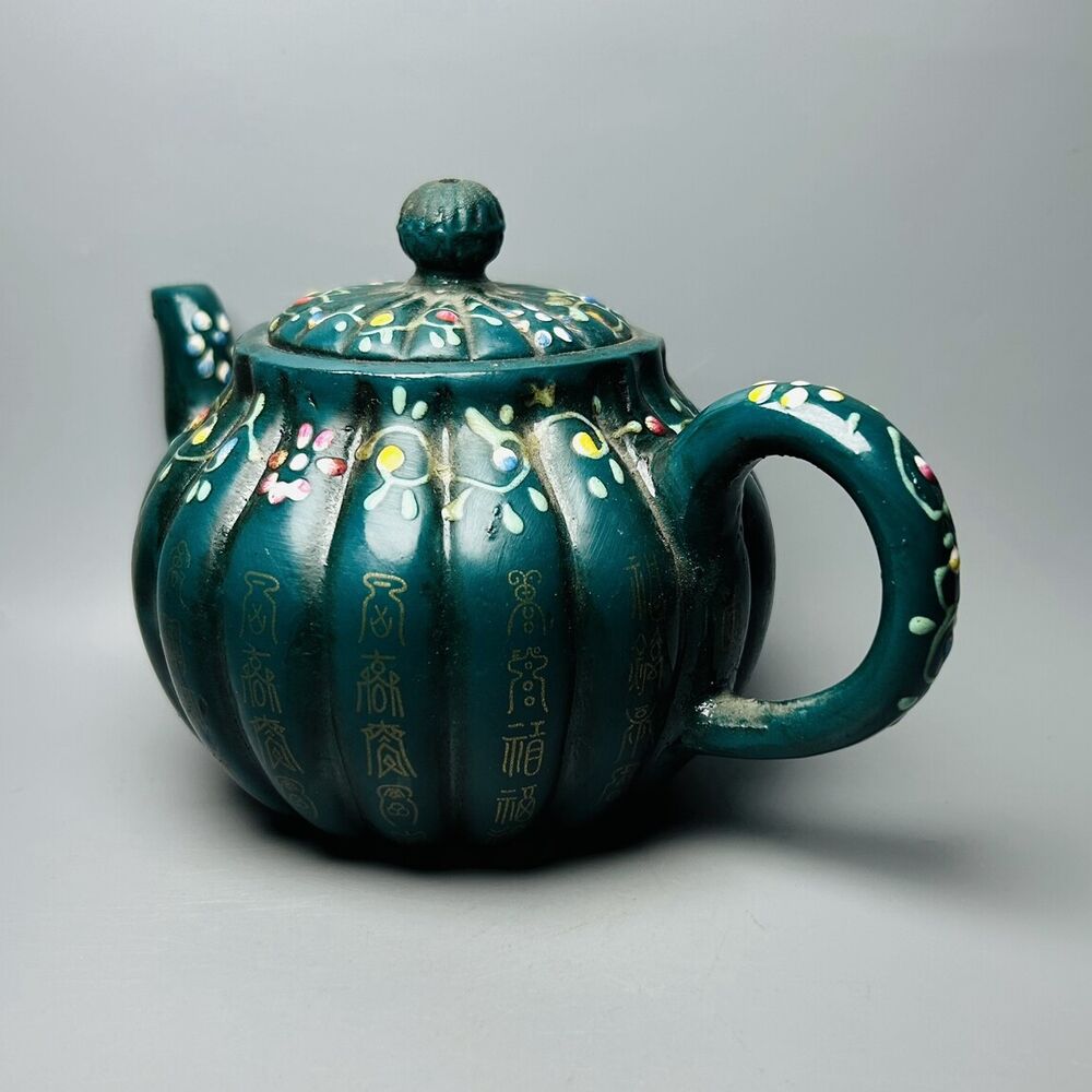 Vintage Chinese Yixing Purple Clay Teapot Zisha Ceramic Enamel Exquisite Teaware