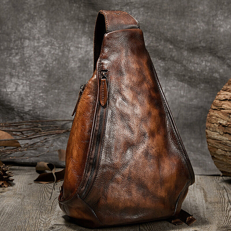Travel Backpack, Cowhide Leather Women's embossed Crossbody Bag Sling Chest Bags