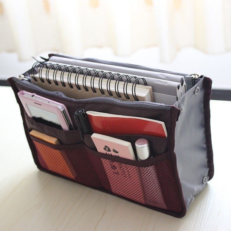 Cosmetic Bag Organizer Insert Purse Makeup Storage Traveling Handbag 10*28*18 CM