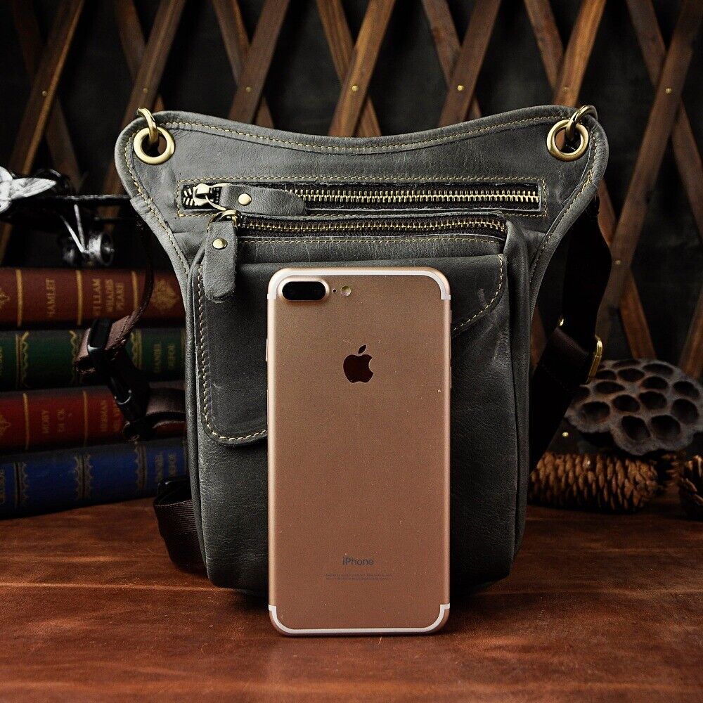 Real Leather Casual Shoulder Messenger Bag Fashion Waist Belt Pack Drop Leg Bag