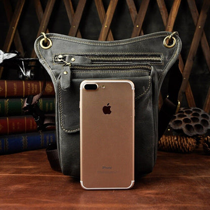 Real Leather Casual Shoulder Messenger Bag Fashion Waist Belt Pack Drop Leg Bag