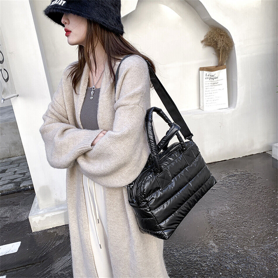 Women's Padded Bag Fabric Soft Shoulder Messenger Bag Female Hand Tote Bag