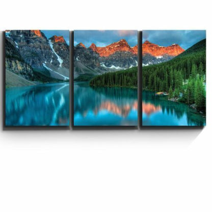 Moraine Lake Natural Landscape 3 Piece Canvas Print Wall Art Home Decor Cuadros