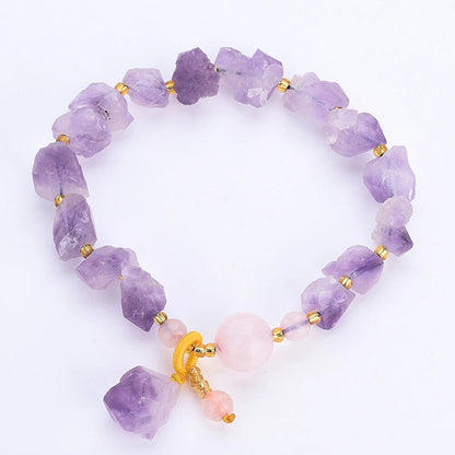 Women Bracelets Natural Amethyst Irregular Healing Stone Crystal Necklace Charms