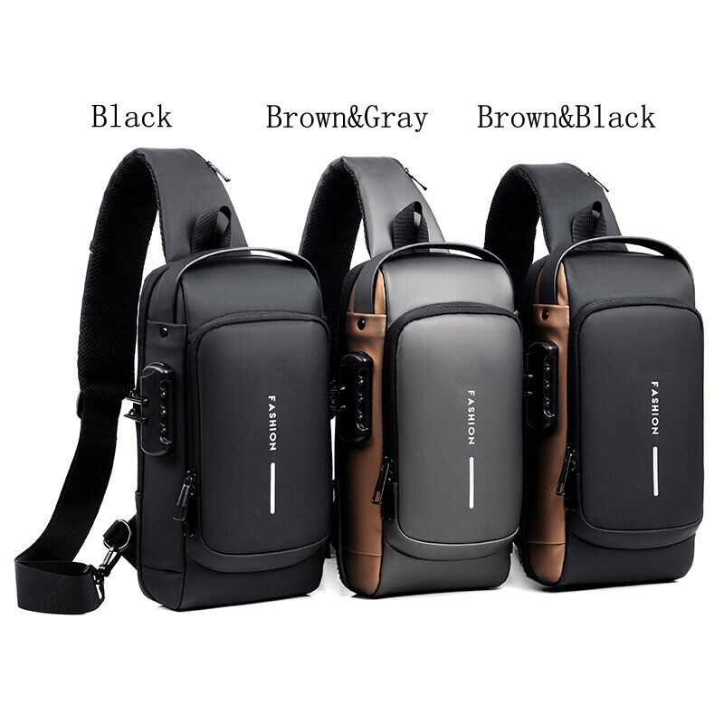 Men's Sling Backpack Oxford cloth Waterproof&Anti-theft Crossbody Bag USB Port