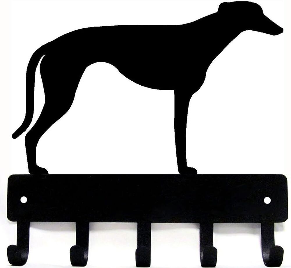 Greyhound - Key Rack & Dog Leash Hanger - 9 Inch Wide/6 Inch Wide Metal Wall Art