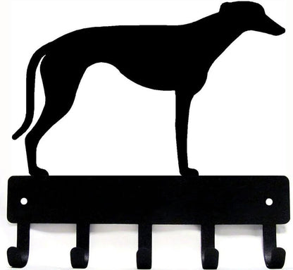 Greyhound - Key Rack & Dog Leash Hanger - 9 Inch Wide/6 Inch Wide Metal Wall Art