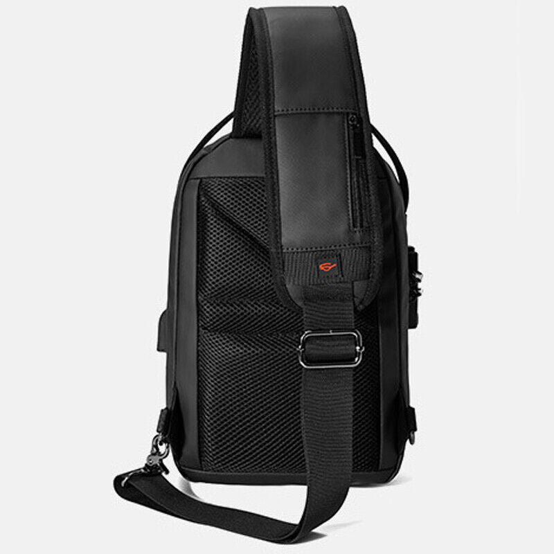 Men's Sling Backpack EVA Waterproof Crossbody Bag USB Outdoor Casual Daypack