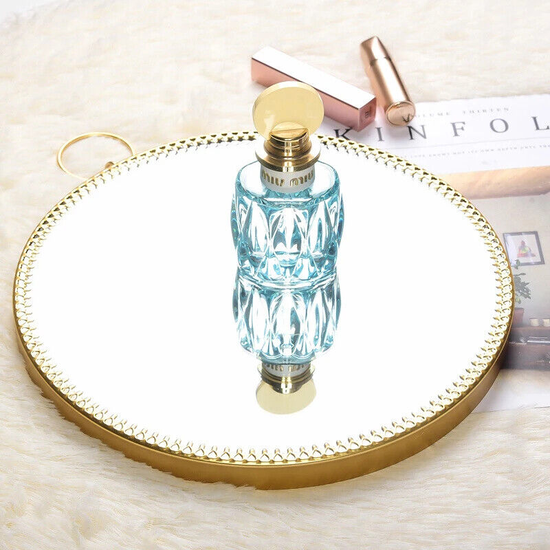 Wall Hanging Mirror Nordic Glass Metal Round Bedroom Bathroom Decoration 27x34cm
