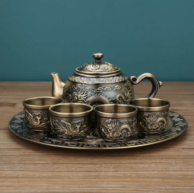 High grade retro bronze tea set creative kungfu tea set