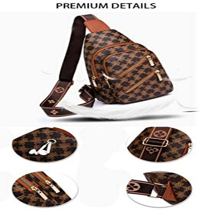 Sling Bag for Women Crossbody Chest Pu Leather One Size, Orange Brown
