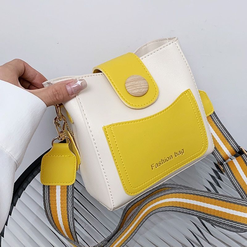 Small Bucket Shoulder Bag Synthetic Leather Messenger Bag Crossbody Bags Casual