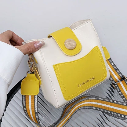 Small Bucket Shoulder Bag Synthetic Leather Messenger Bag Crossbody Bags Casual