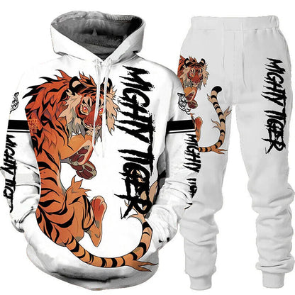 Printed Hoodie + Pants Suit Men/Women 2 Pcs Sportwear Tracksuit Set Winter Men's