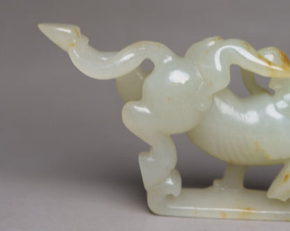 Chinese Hetian Jade Hand Carved Horse Monkey Statue Collection Nice Figurine Art