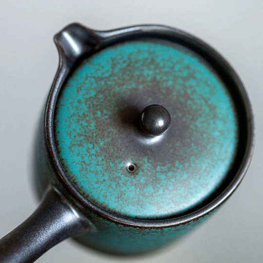 Green Ceramic Kyusu Teapot Pottery Tea Pot 175ml