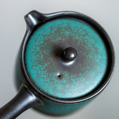 Green Ceramic Kyusu Teapot Pottery Tea Pot 175ml