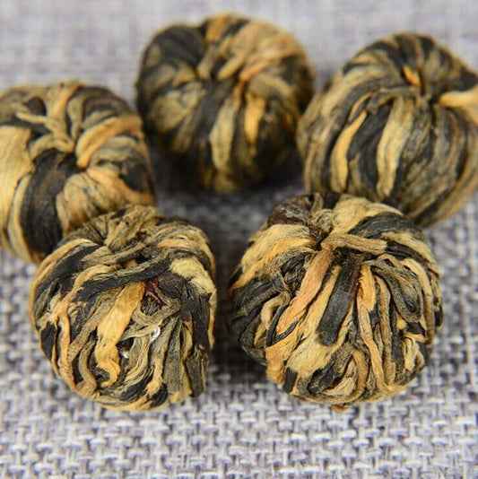 China FengQing Black Pearl Dian Hong Tea,Yunnan Handmade Black Dragon balls tee